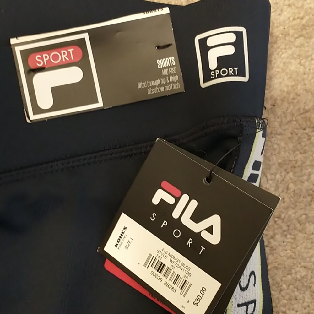 NEW FILA SPANDEX ATHLETIC SHORTS SIZE XL BLUE - Picture 3 of 11